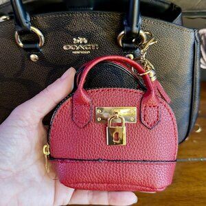 NEW Mini Keychain Handbag with Tassel and Keychain Purse Charm - RED